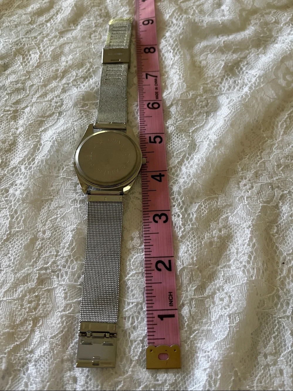 Classic Silver Mesh Band Watch with Black Dial